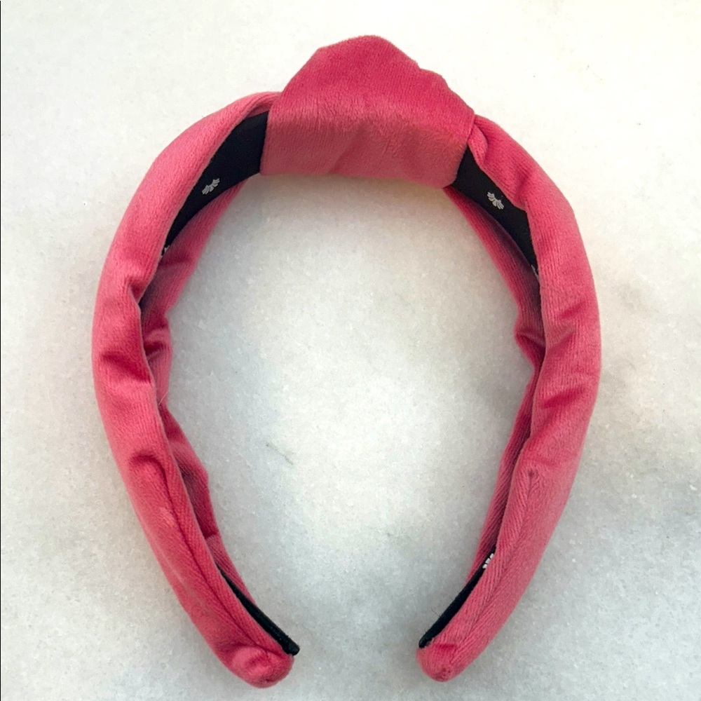Lele Sadoughi Velvet Pink Knotted Headband